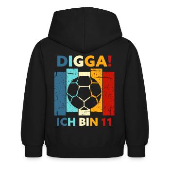 11 Geschenk 11. Geburtstag Fußball Junge - Kinder Hoodie - Schwarz - Hinten - AI Model Kid Female (0cm)