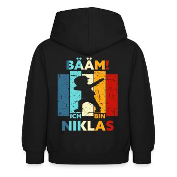 Niklas Geschenk Name Vorname Geburtstag - Kinder Hoodie - Schwarz - Hinten - AI Model Kid Female (0cm)