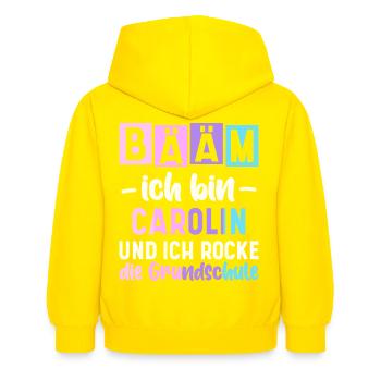 Name Carolin Geschenk Grundschule - Kinder Hoodie - Gelb - Hinten - AI Model Kid Female (0cm)