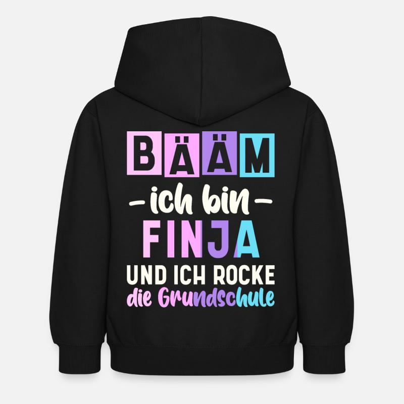 Name Finja Geschenk Grundschule - Kinder Hoodie - Schwarz