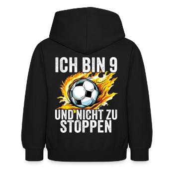 9 Jahre Jungen 9. Geburtstag Geschenk Fußball - Kinder Hoodie - Schwarz - Hinten - AI Model Kid Female (0cm)