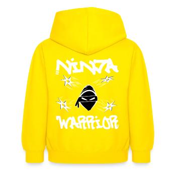 Ninja Warrior - Kinder Hoodie - Gelb - Hinten - AI Model Kid Female (0cm)
