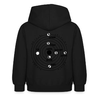 système solaire - Sweat à capuche Enfant - noir - Dos - AI Model Kid Female (0cm)