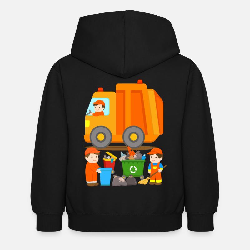 Müllabfuhr Müllauto Müllmann Straßenkehrer Kinder - Kinder Hoodie - Schwarz