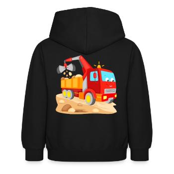 Lastwagen Bagger LKW mit Baggerschaufel - Kinder Hoodie - Schwarz - Hinten - AI Model Kid Female (0cm)
