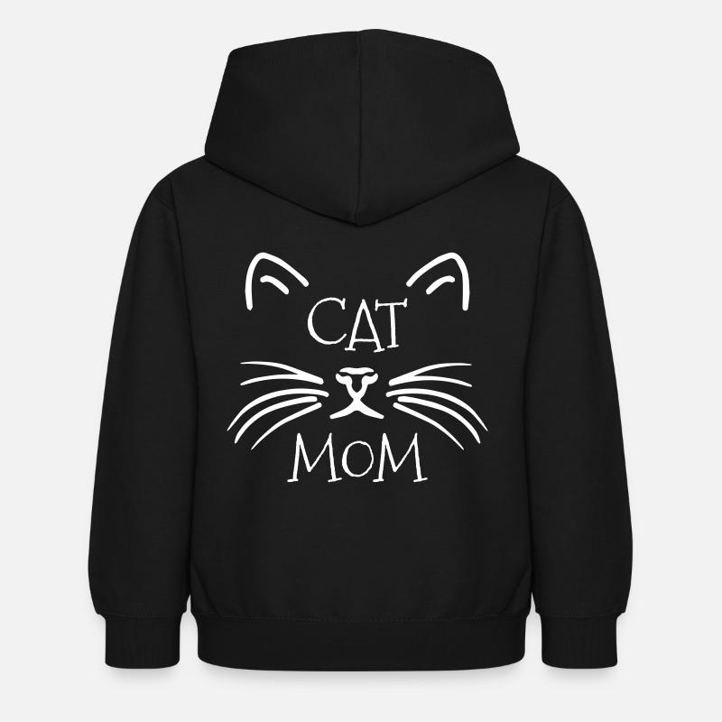 CAT MOM - mutter - Kinder Hoodie - Schwarz