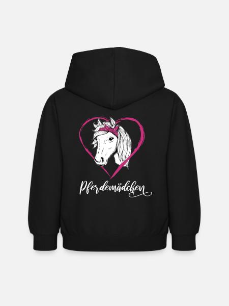 Pferdemädchen Pferde Herz Geschenkidee - Kinder Hoodie - Schwarz