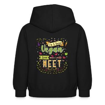 Sozialer Verganer Treffen Vermeiden Obst Geschenk - Kinder Hoodie - Schwarz - Hinten - AI Model Kid Female (0cm)