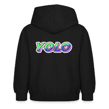 yolo, drôle, mème, jeunes, yolo design, lol - Sweat à capuche Enfant - noir - Dos - AI Model Kid Female (0cm)