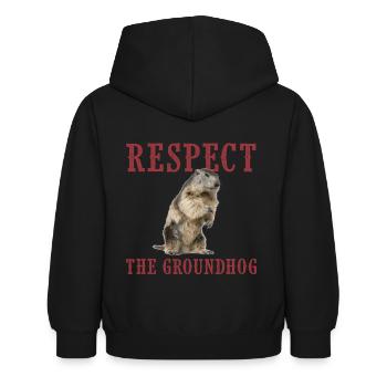 groundhog day, marmot day 2021, shadow - Kids Hoodie - black - Back - AI Model Kid Female (0cm)