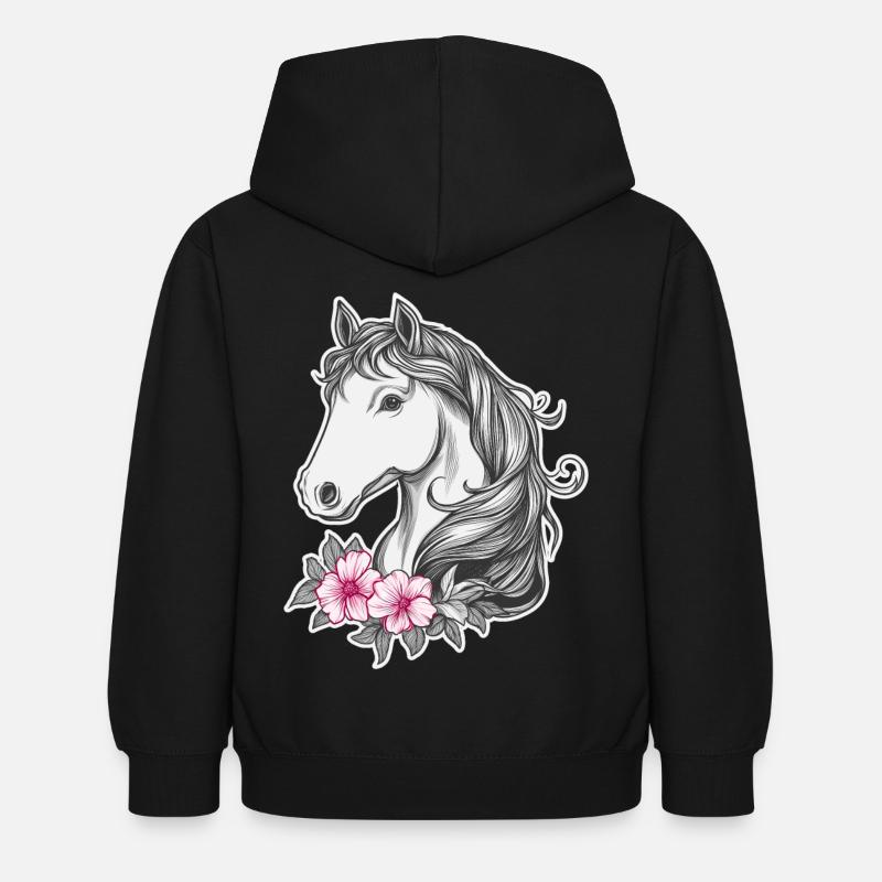 Cheval Enfants - Sweat à capuche Enfant - noir
