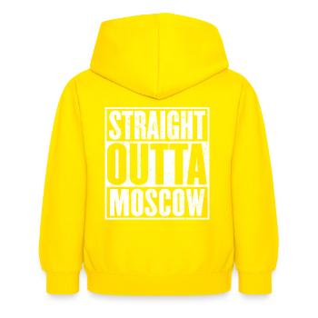Straight Outta Moskau Vintage - Kinder Hoodie - Gelb - Hinten - AI Model Kid Female (0cm)
