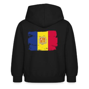 Drapeau officiel de l’Andorre Fierté du pays andorran - Sweat à capuche Enfant - noir - Dos - AI Model Kid Female (0cm)