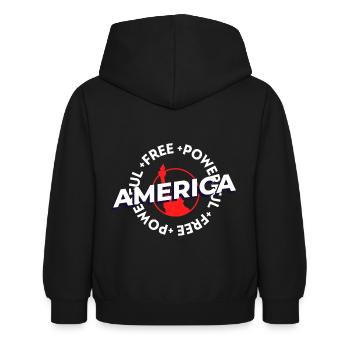 Powerful Freedom - Kinder Hoodie - Schwarz - Hinten - AI Model Kid Female (0cm)