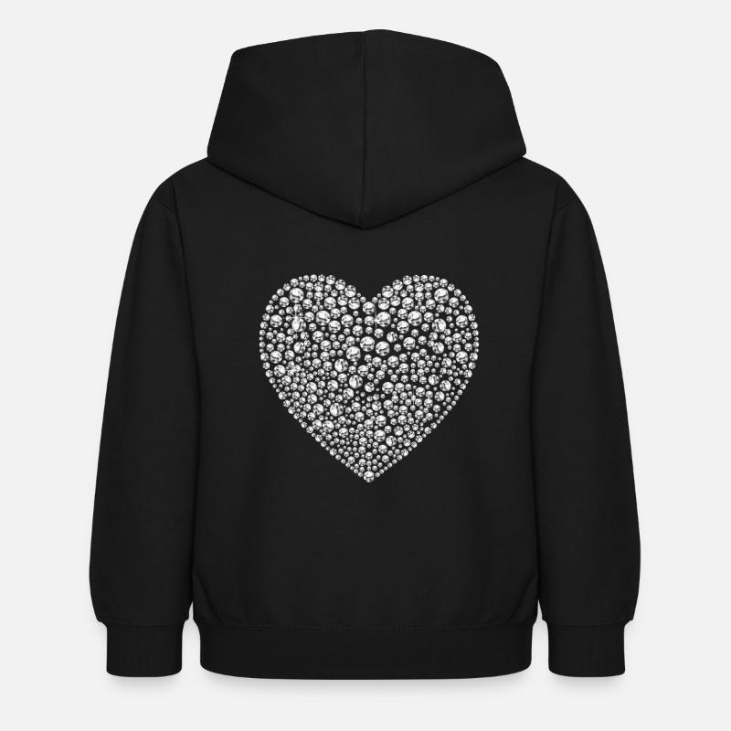 coeur diamant - Sweat à capuche Enfant - noir