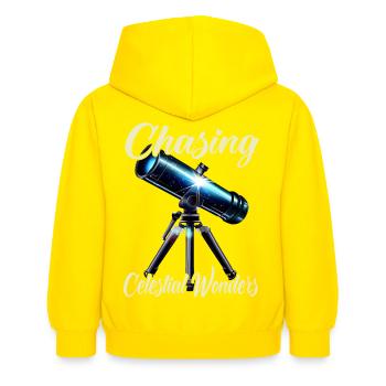 Chasing Celestial Wonders - Kids Hoodie - yellow - Back - AI Model Kid Female (0cm)