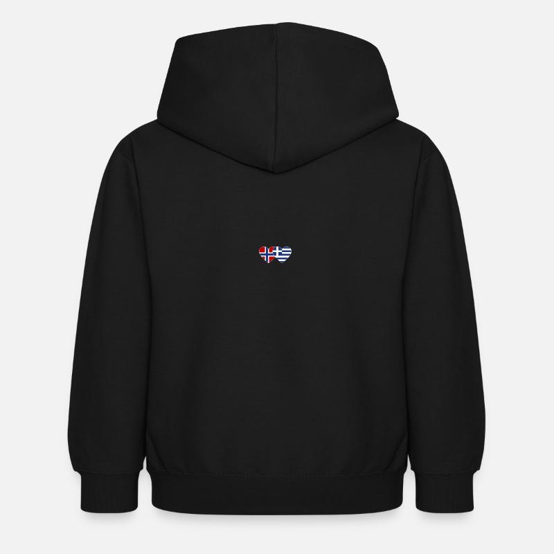 Norvège Grèce Flag Coeur - Sweat à capuche Enfant - noir