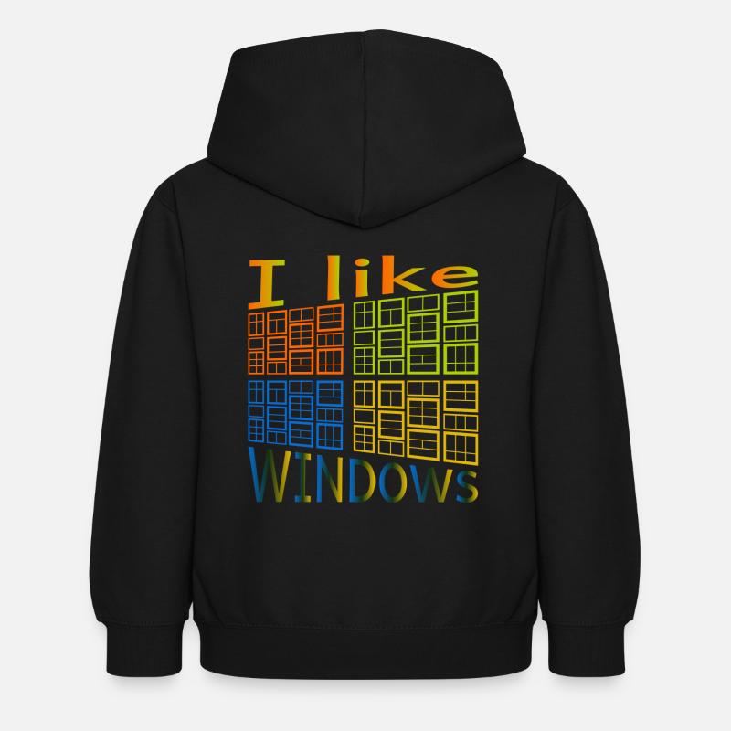 J'aime de Windows - Sweat à capuche Enfant - noir