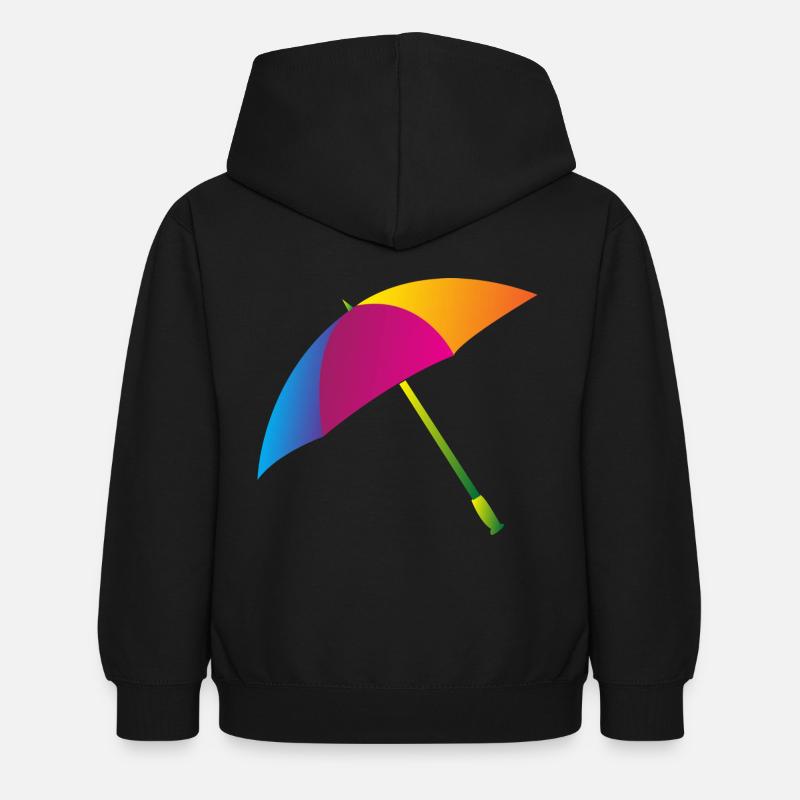 Regenbogen Regenschirm - Kinder Hoodie - Schwarz