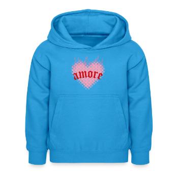 L’amour brûlant - Sweat à capuche Enfant - bleu mer - Devant - AI Model Kid Female (0cm)