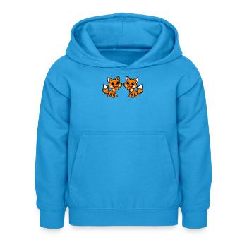 Couple Renard - Sweat à capuche Enfant - bleu mer - Devant - AI Model Kid Female (0cm)