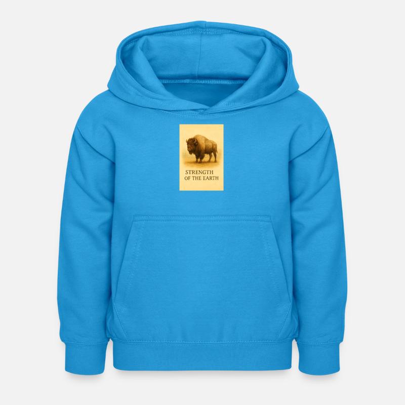 La force du bison de terre - Sweat à capuche Enfant - bleu mer