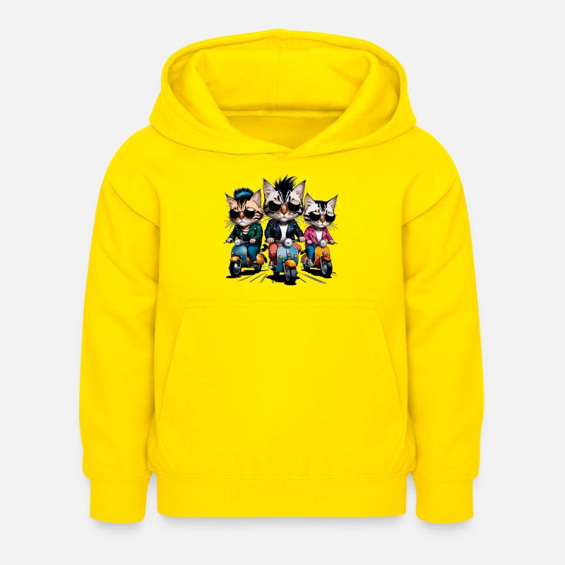 Chats rocker - Sweat à capuche Enfant - jaune