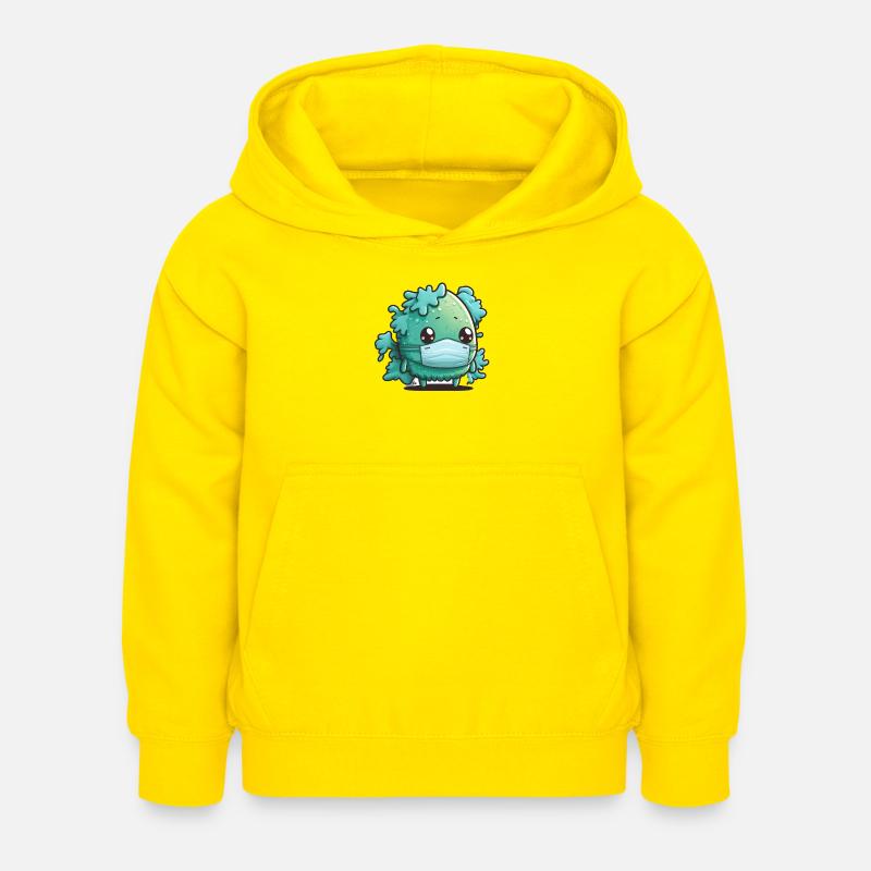 Bactérie avec masque - Sweat à capuche Enfant - jaune