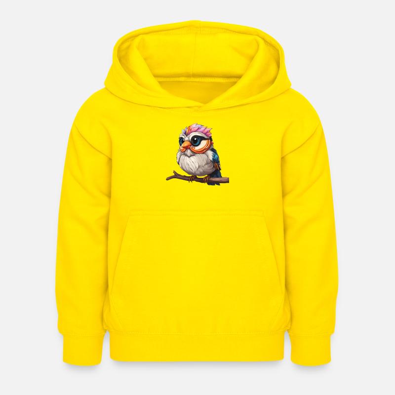 Lebendiges Spektakel der bunten Eule - Kinder Hoodie - Gelb