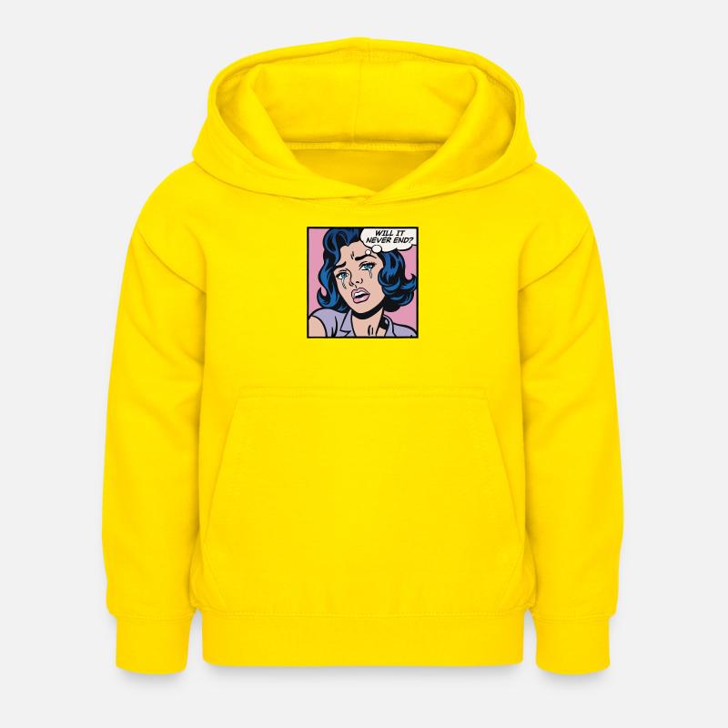 Wird es nie enden? Pop-Art-Mädchen - Kinder Hoodie - Gelb
