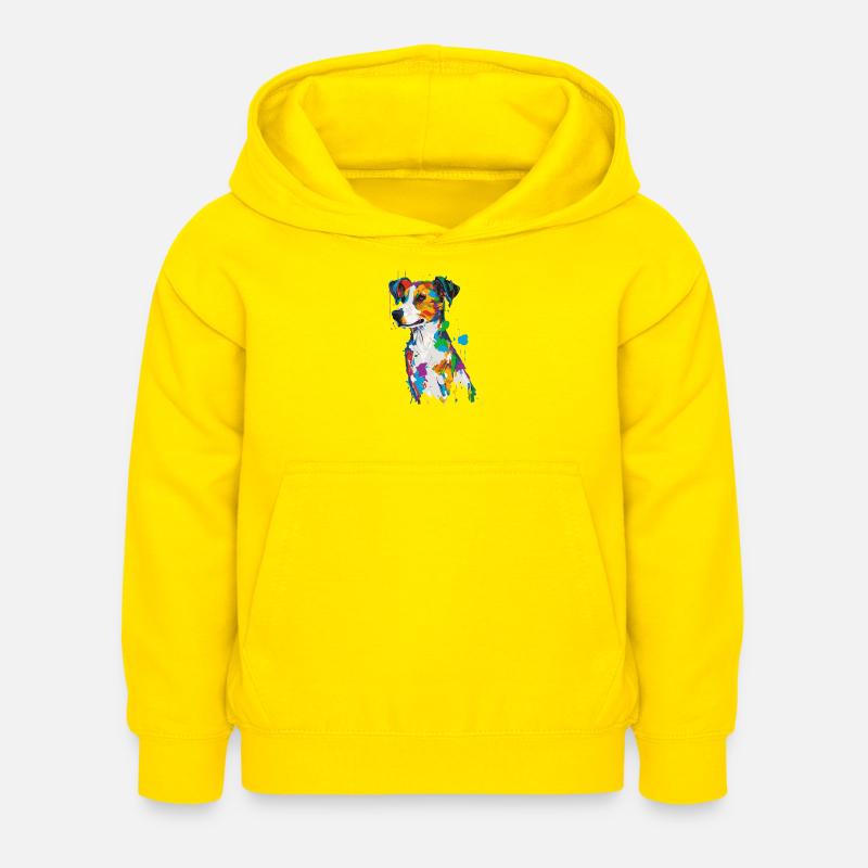 Chien coloré avec des éclaboussures de peinture - Sweat à capuche Enfant - jaune