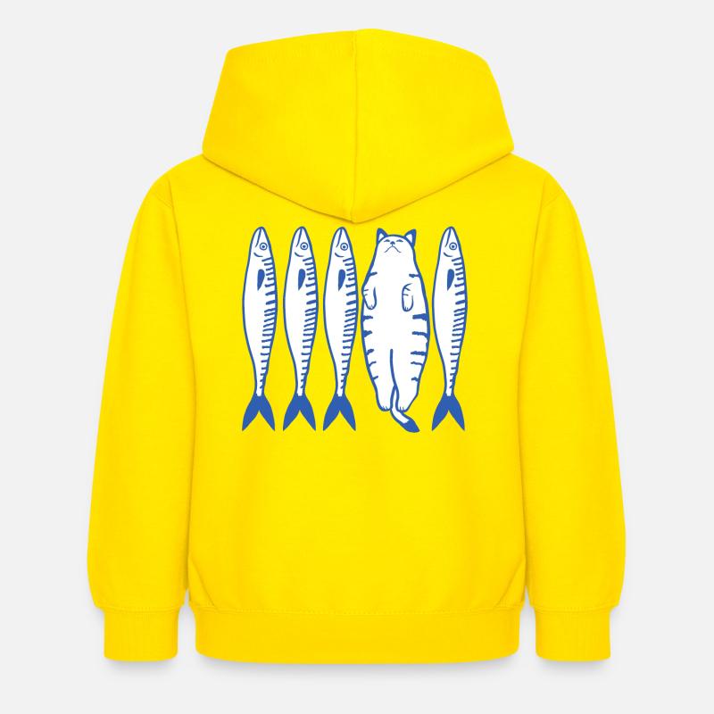 chat blanc et companie - Sweat à capuche Enfant - jaune