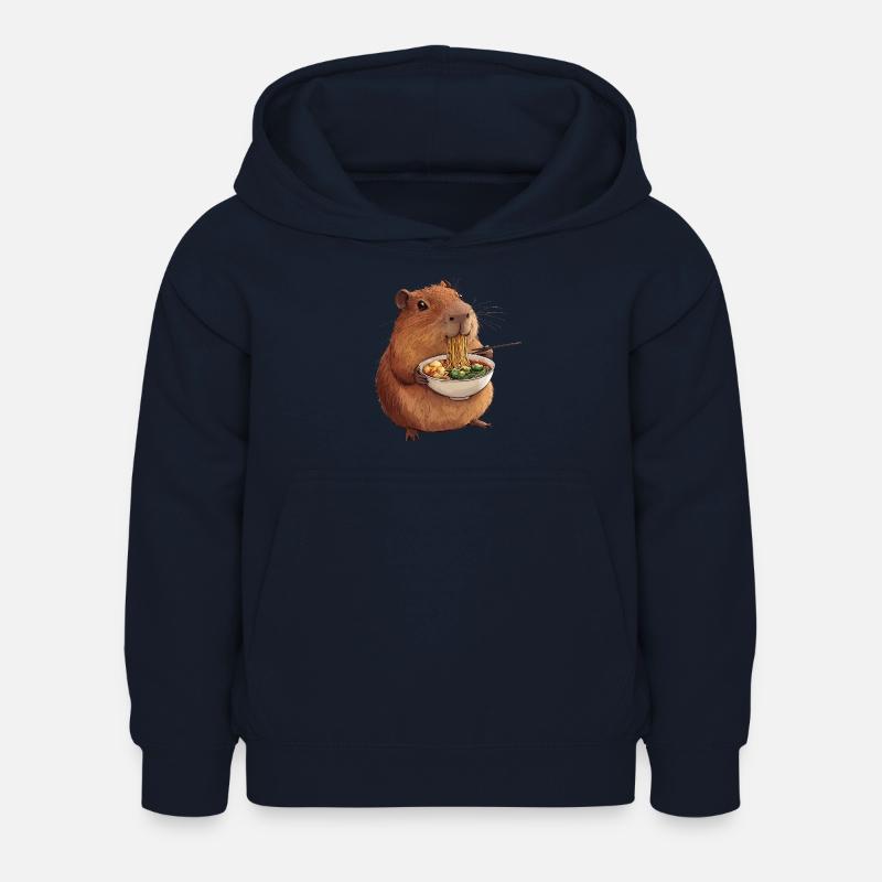 Capybara mangia ramen - Felpa con cappuccio per bambini - blu scuro