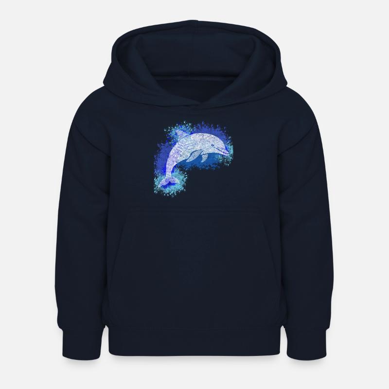 Zentangle-Delfin - Kinder Hoodie - Navy