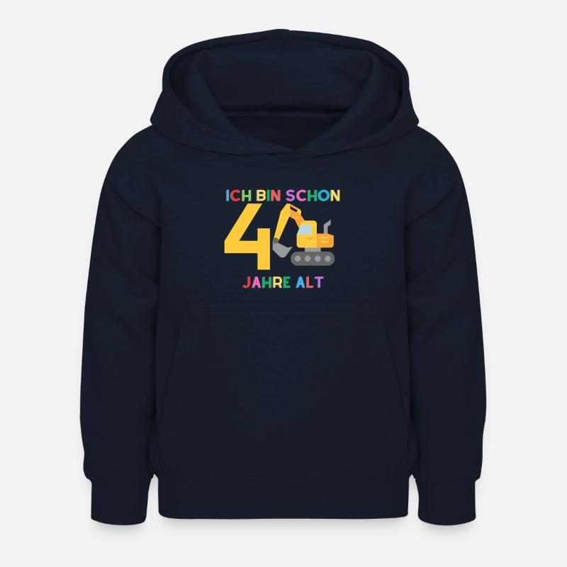 Ich bin 4 Junge Bagger - Kinder Hoodie - Navy