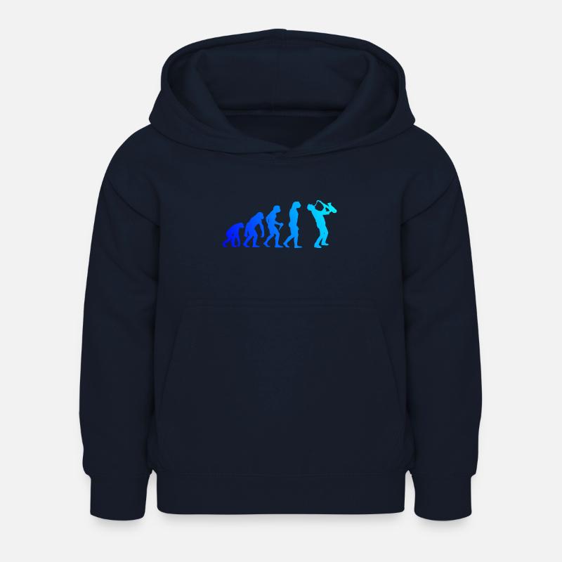 Saxophon Evolution Saxophonist Sax Herren Jungen - Kinder Hoodie - Navy