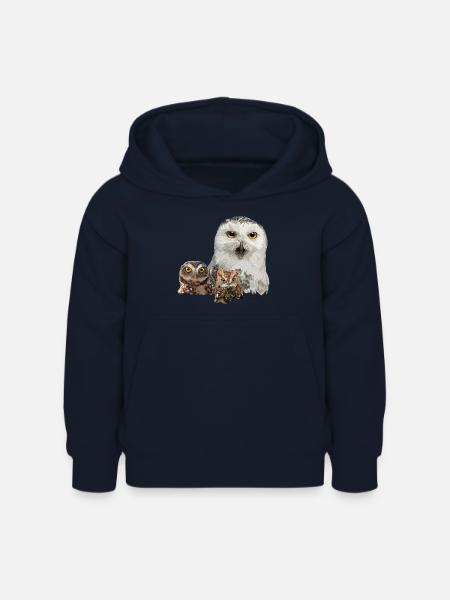 Eule, Eule und Eule - Kinder Hoodie - Navy
