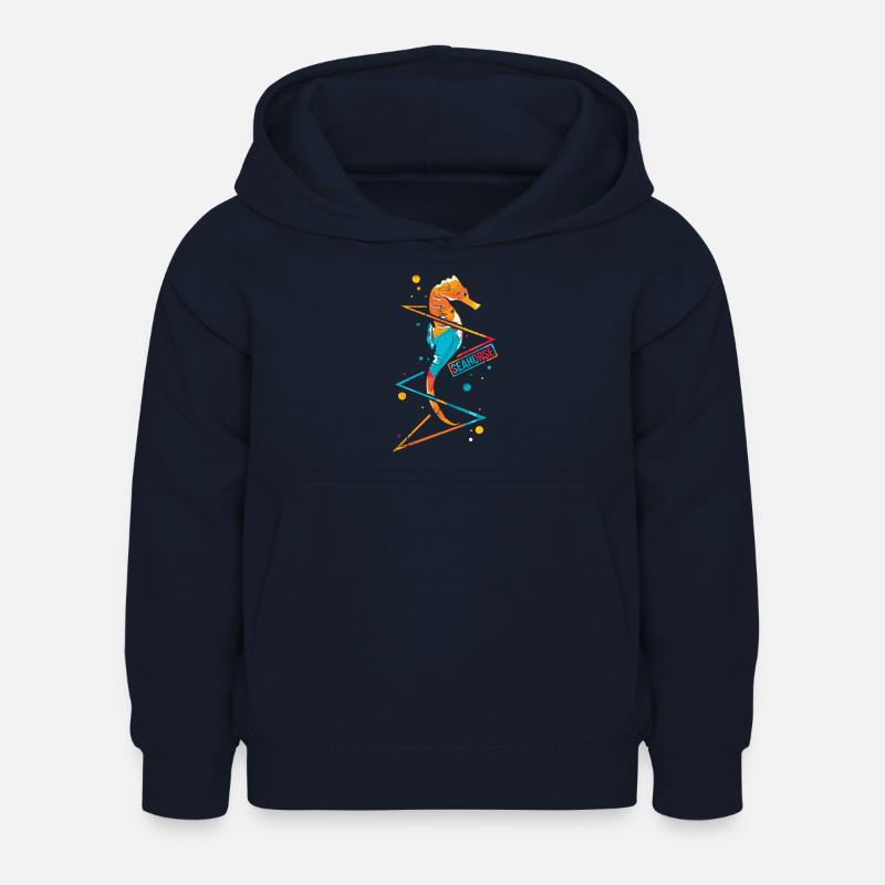 Hippocampe Hippocampus Polygone Hippocampe - Sweat à capuche Enfant - marine