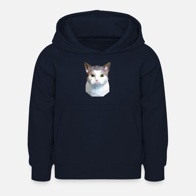 chat mignon bas poly chat blanc gris - Sweat à capuche Enfant - marine