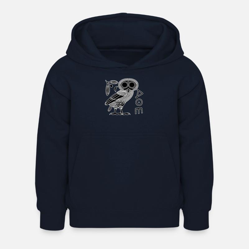 Chouette d'Athéna [Noir + Tout] - Sweat à capuche Enfant - marine