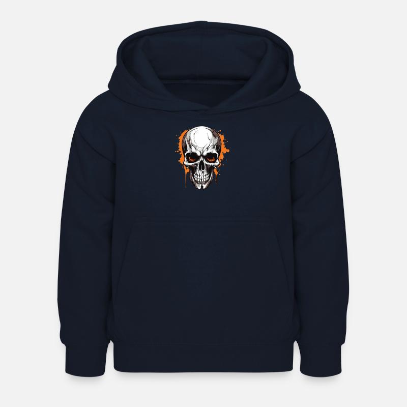 Orangener Schädel Splatter Gothic - Kinder Hoodie - Navy