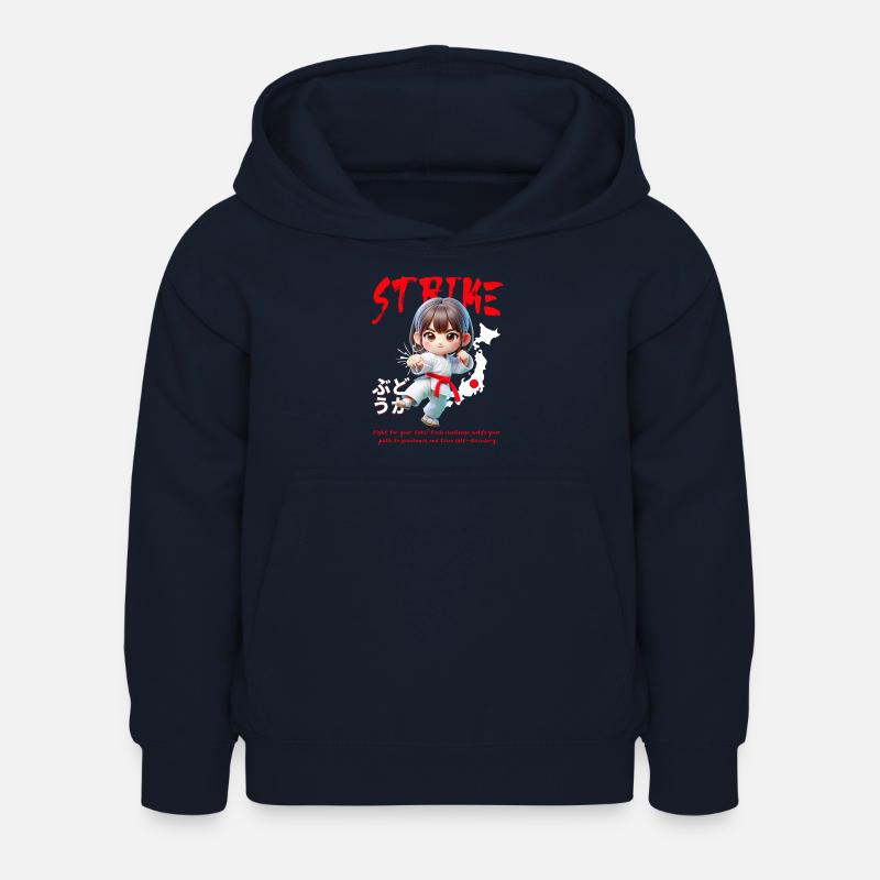 Frappe du Héros de Karaté Chibi - Sweat à capuche Enfant - marine