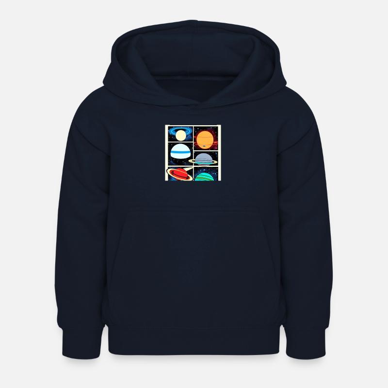 Planets on space comics style - Kids Hoodie - navy