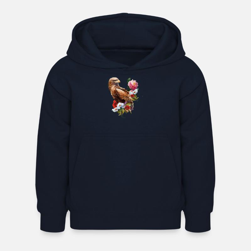 Merveilleux aigle avec des fleurs. - Sweat à capuche Enfant - marine