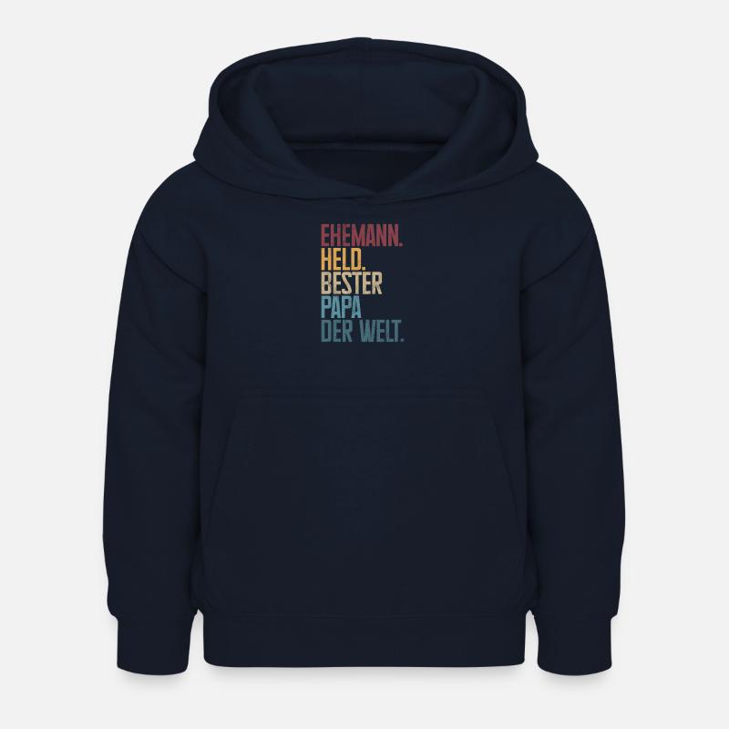 Ehemann Held Bester Papa Der Welt Retro - Kinder Hoodie - Navy