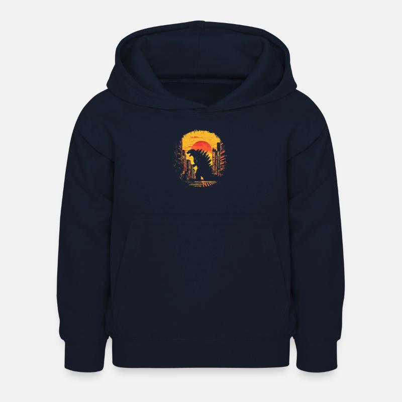Kaiju Monster Design Coucher de soleil idée cadeau - Sweat à capuche Enfant - marine
