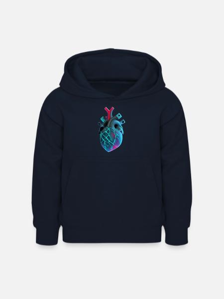 Futuristisches Neon-Menschenherz - Kinder Hoodie - Navy