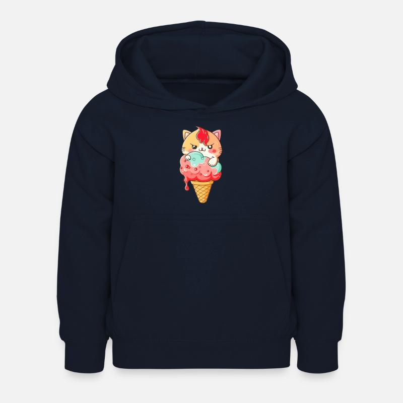 Mignon chat imprimé crème glacée - Sweat à capuche Enfant - marine