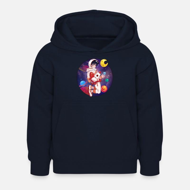 Garçon cosmonaute chibi dans l'espace - Sweat à capuche Enfant - marine