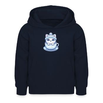 Winter ready cat - Kids Hoodie - navy - Front - AI Model Kid Female (0cm)